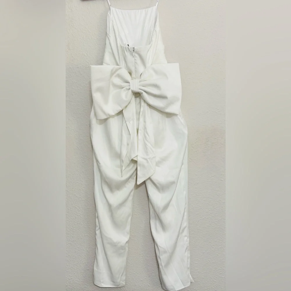 Lulus Beloved Bliss Ivory Strapless Slim Leg Bow Jumpsuit-Size XS NWOT - Picture 7 of 14